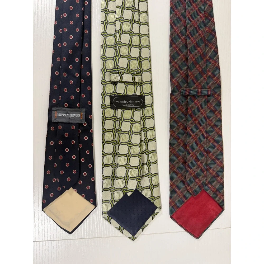 Lot of 3 Silk Ties Kuppenheimer Muschio & Miele Parisian Signature Italy Plaid